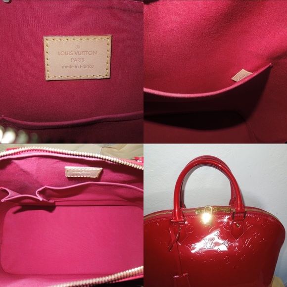 Authentic Louis Vuitton Red Vernis Alma Bag Purse. - Picture 8 of 12